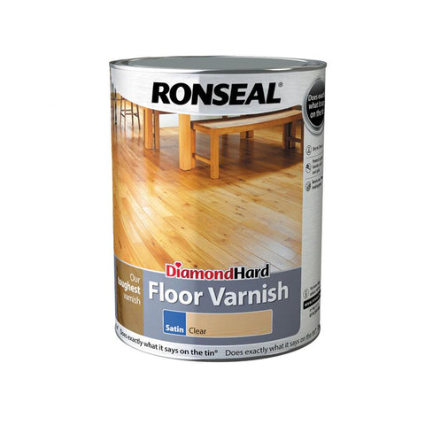 Ronseal Diamond Hard Floor Varnish - Clear Satin 5L