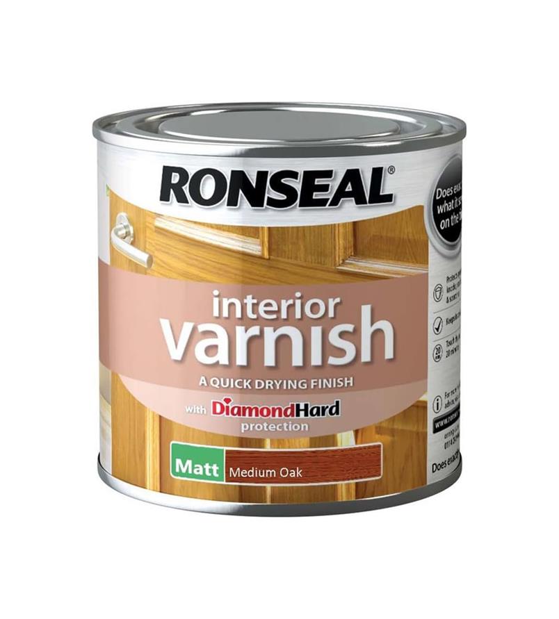 Ronseal Interior Varnish Medium Oak Matt 250ml