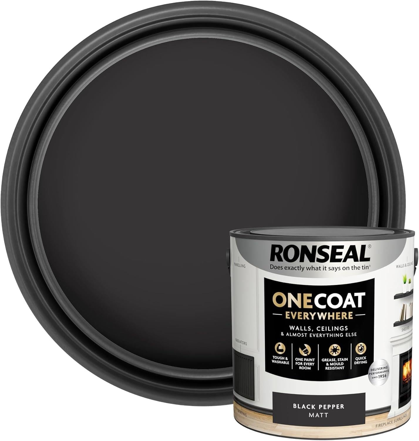 Ronseal One Coat Everywhere Quick Dry Matt Paint - All Colours - 2.5L