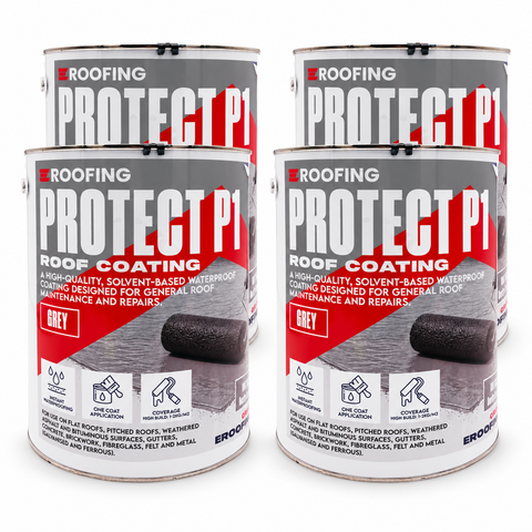 Protect P1 Grey Roof Coating 20kg (4 × 5kg Tins) – Fibre Reinforced