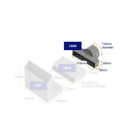 Timloc 1205 Underfloor Vent Horizontal Duct Adapter - 110mm
