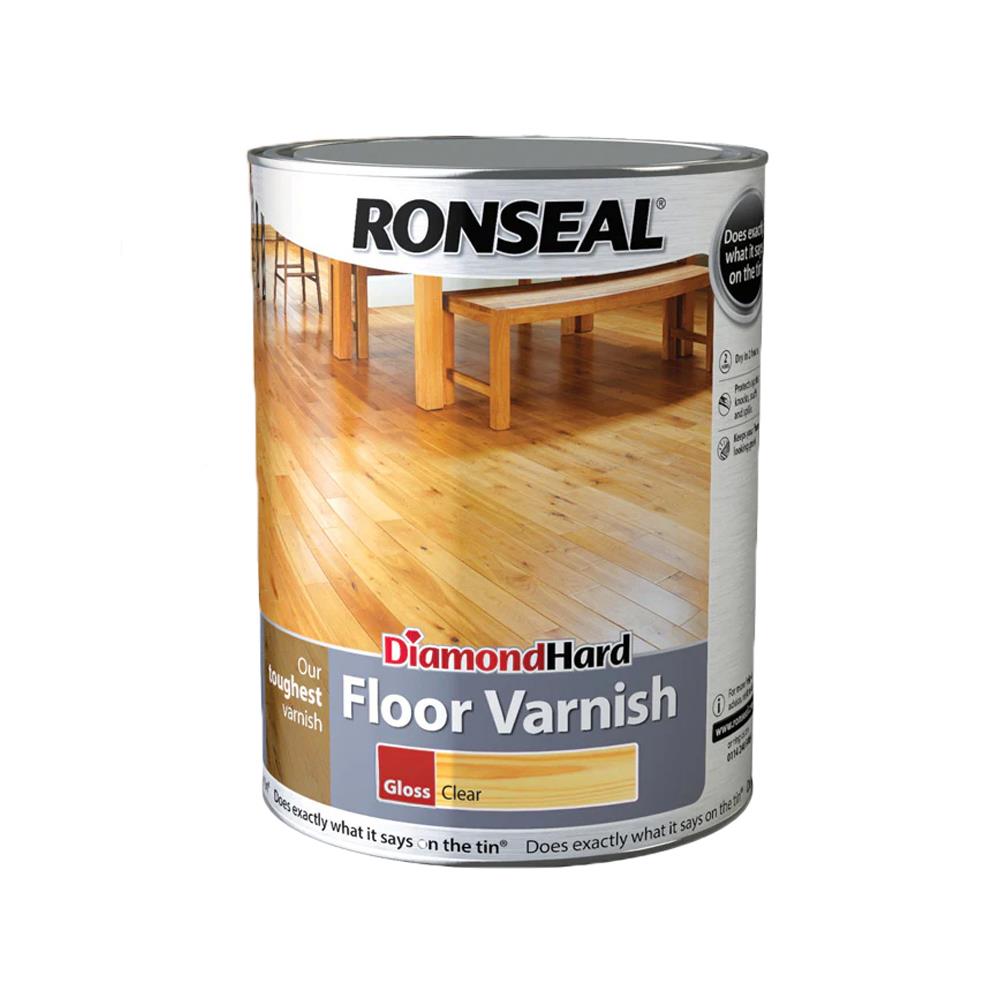 Ronseal Diamond Hard Floor Varnish - Clear Gloss 5L