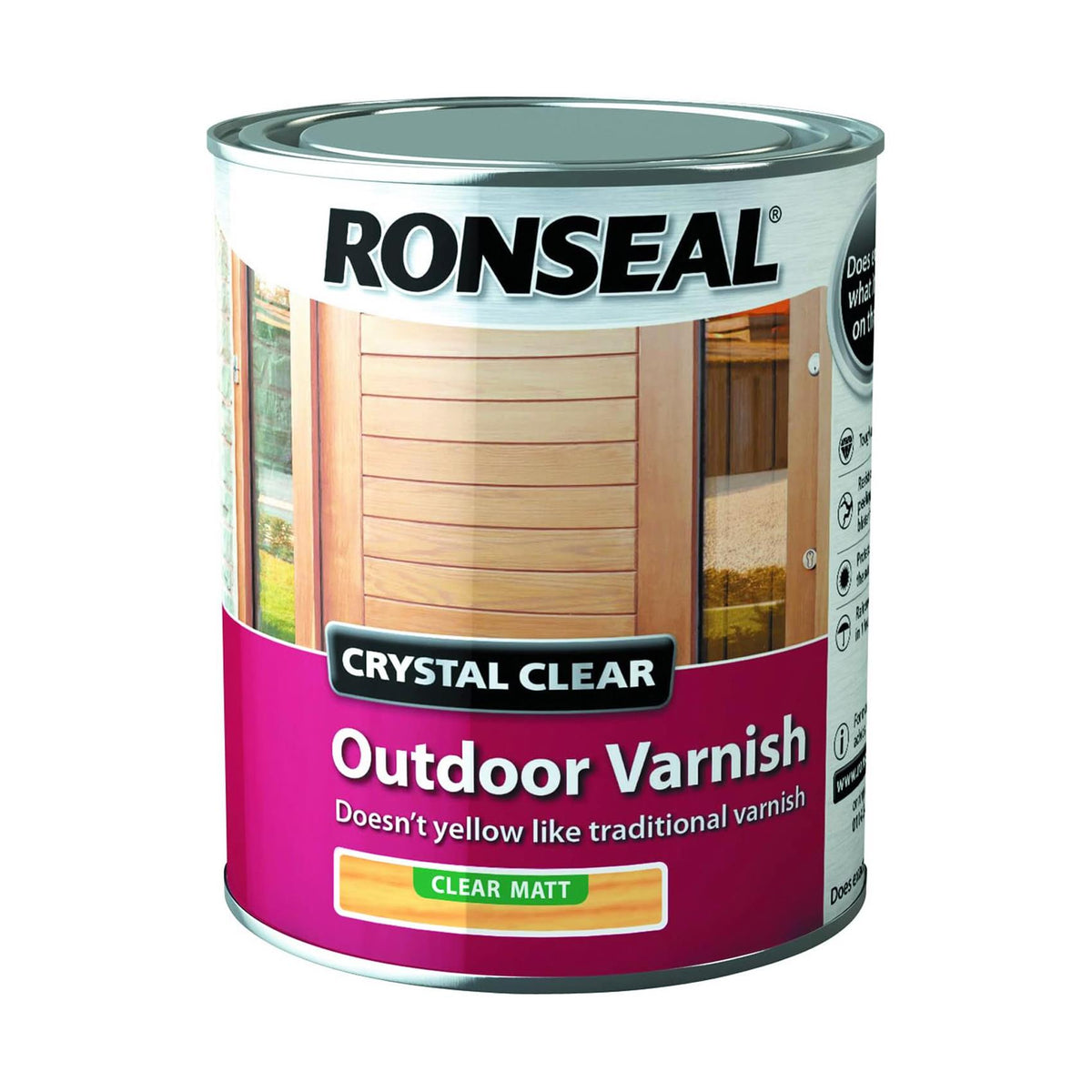 Ronseal Crystal Clear Outdoor Varnish - Matt 750ml