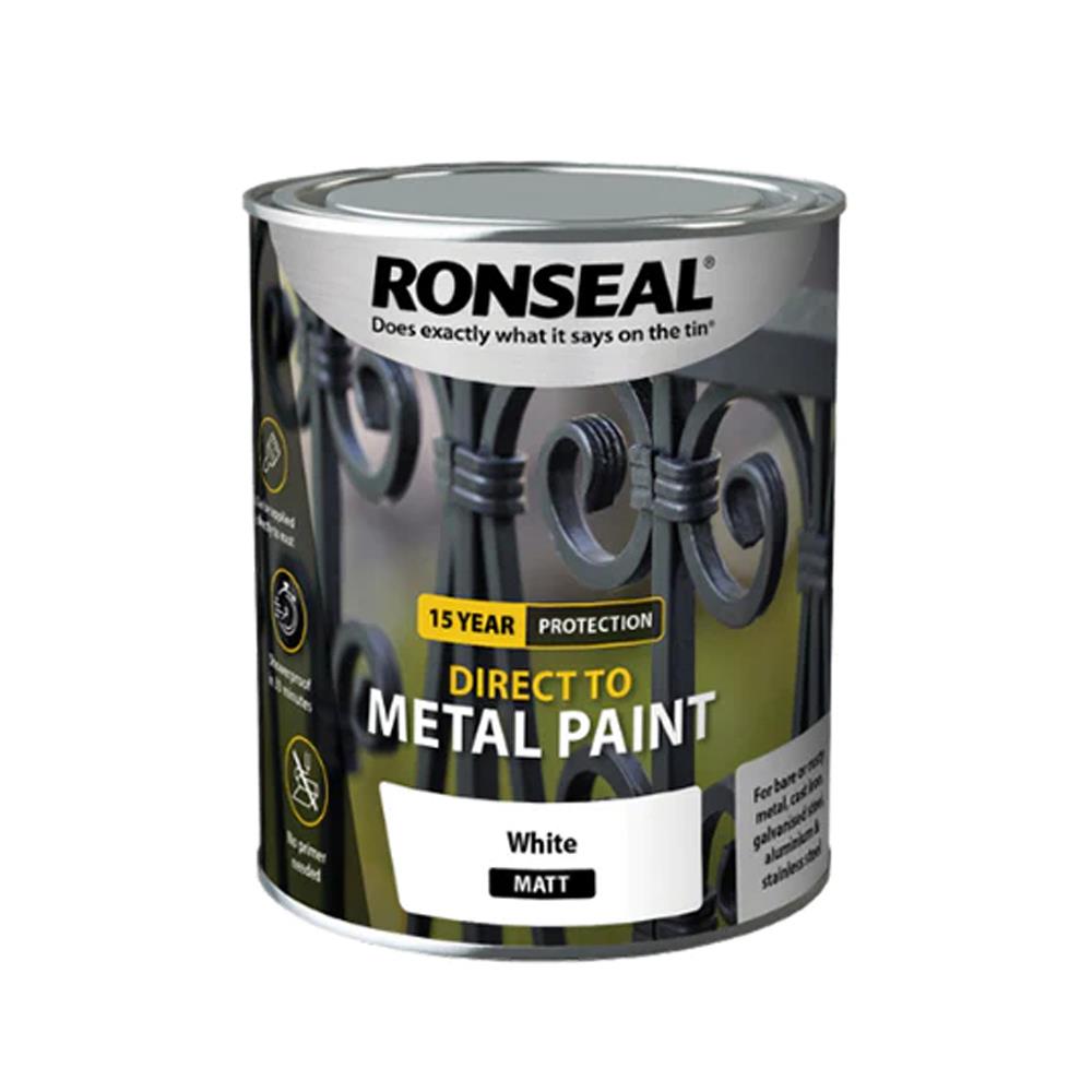 Ronseal Direct to Metal Paint - White Matt 750ml