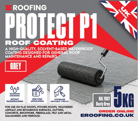 Protect P1 Grey Roof Coating 10kg (2 × 5kg Tins) – Fibre Reinforced