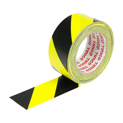 Timco Hazard Warning Cloth Tape Black And Yellow 50mm x 33m