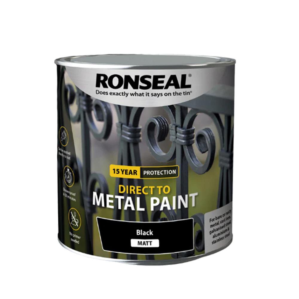 Ronseal Direct to Metal Paint - Black Matt 2.5L