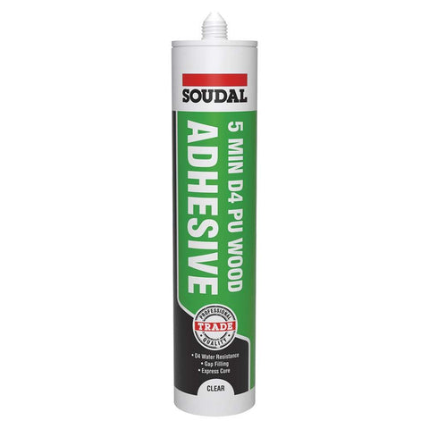 Soudal 5 Minute D4 Wood Adhesive Gel Clear 290ml