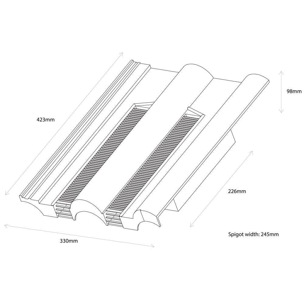 Hambleside Danelaw Black Double Roman Tile Vent, TV15/3