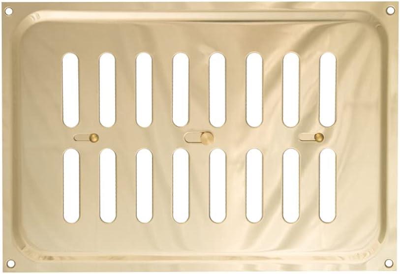 Timloc 9 x 6 Metal Internal Hit and Miss Louvre Vent Polished Brass