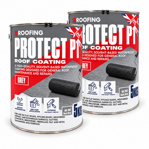 Protect P1 Grey Roof Coating 10kg (2 × 5kg Tins) – Fibre Reinforced