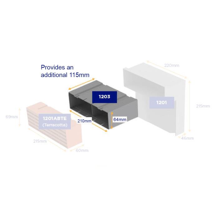 Timloc Underfloor Vent Horizontal Front Extension +115mm