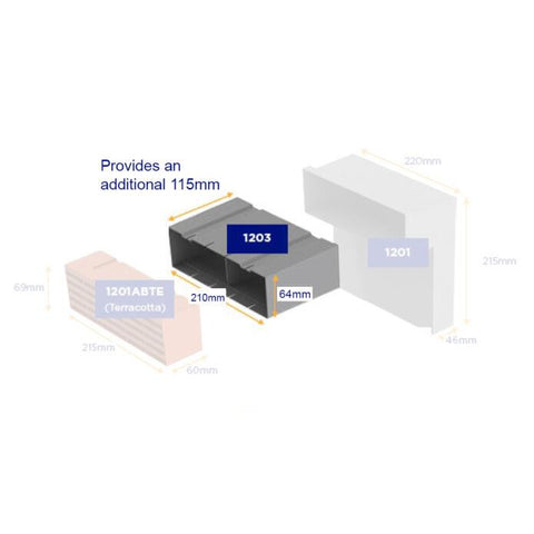 Timloc Underfloor Vent Horizontal Front Extension +115mm