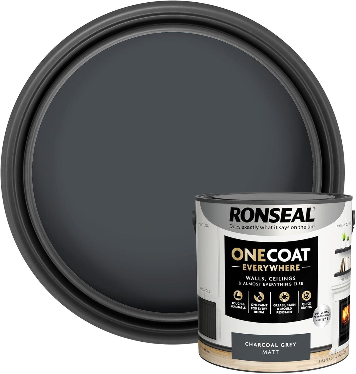 Ronseal One Coat Everywhere Quick Dry Matt Paint - All Colours - 2.5L
