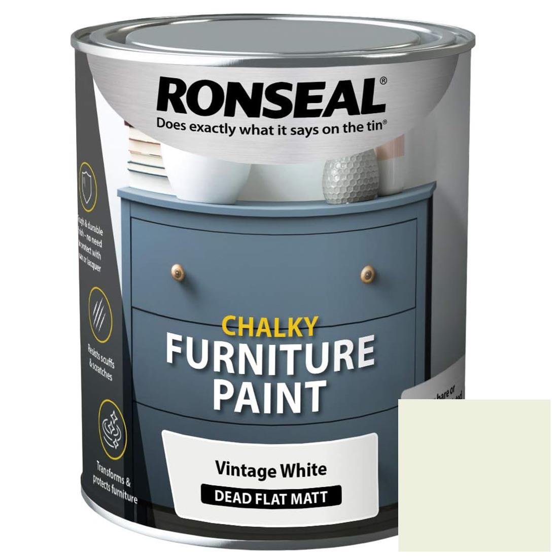 Ronseal Vintage White Chalky Furniture Paint - 750ml