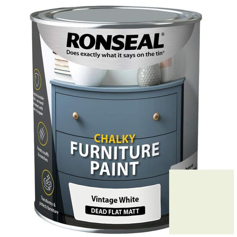 Ronseal Vintage White Chalky Furniture Paint - 750ml
