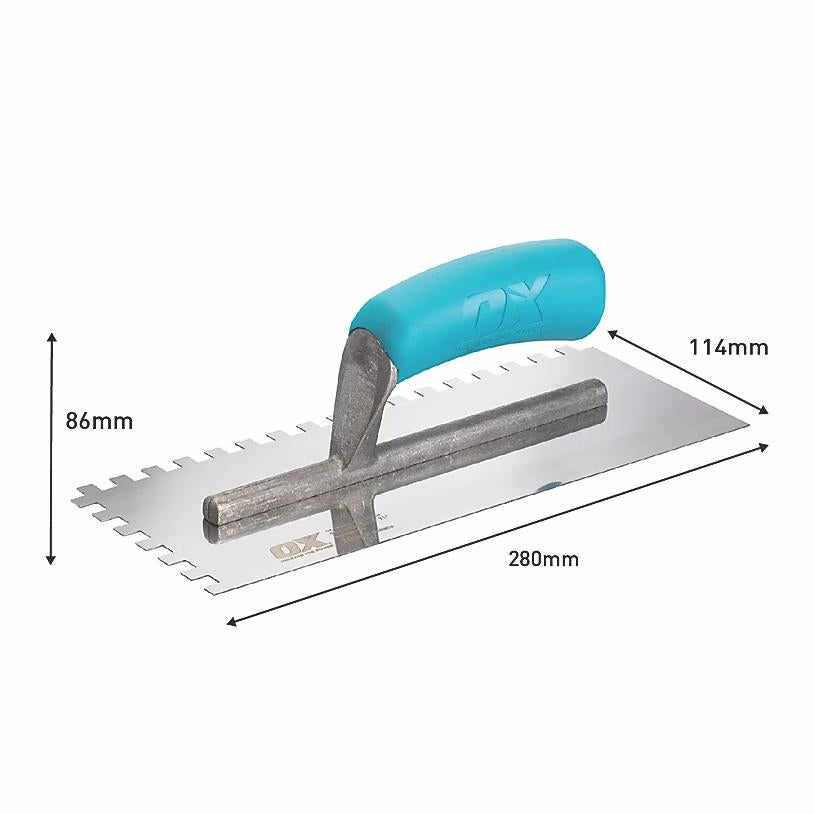 OX Trade Notched Stainless Steel Tiling Trowel 8mm