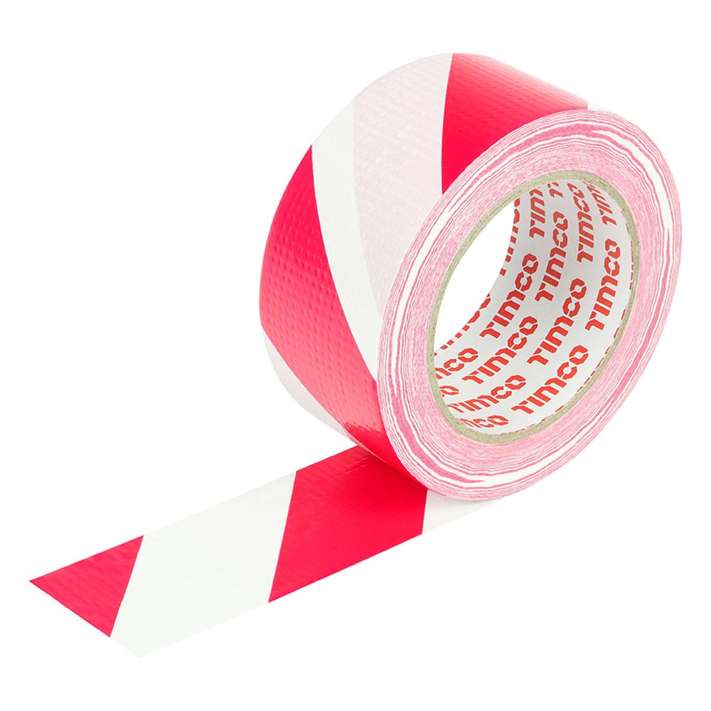 Timco Hazard Warning Cloth Tape Red And White 50mm x 33m