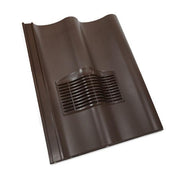 Brown roof tile with a vent on a white background