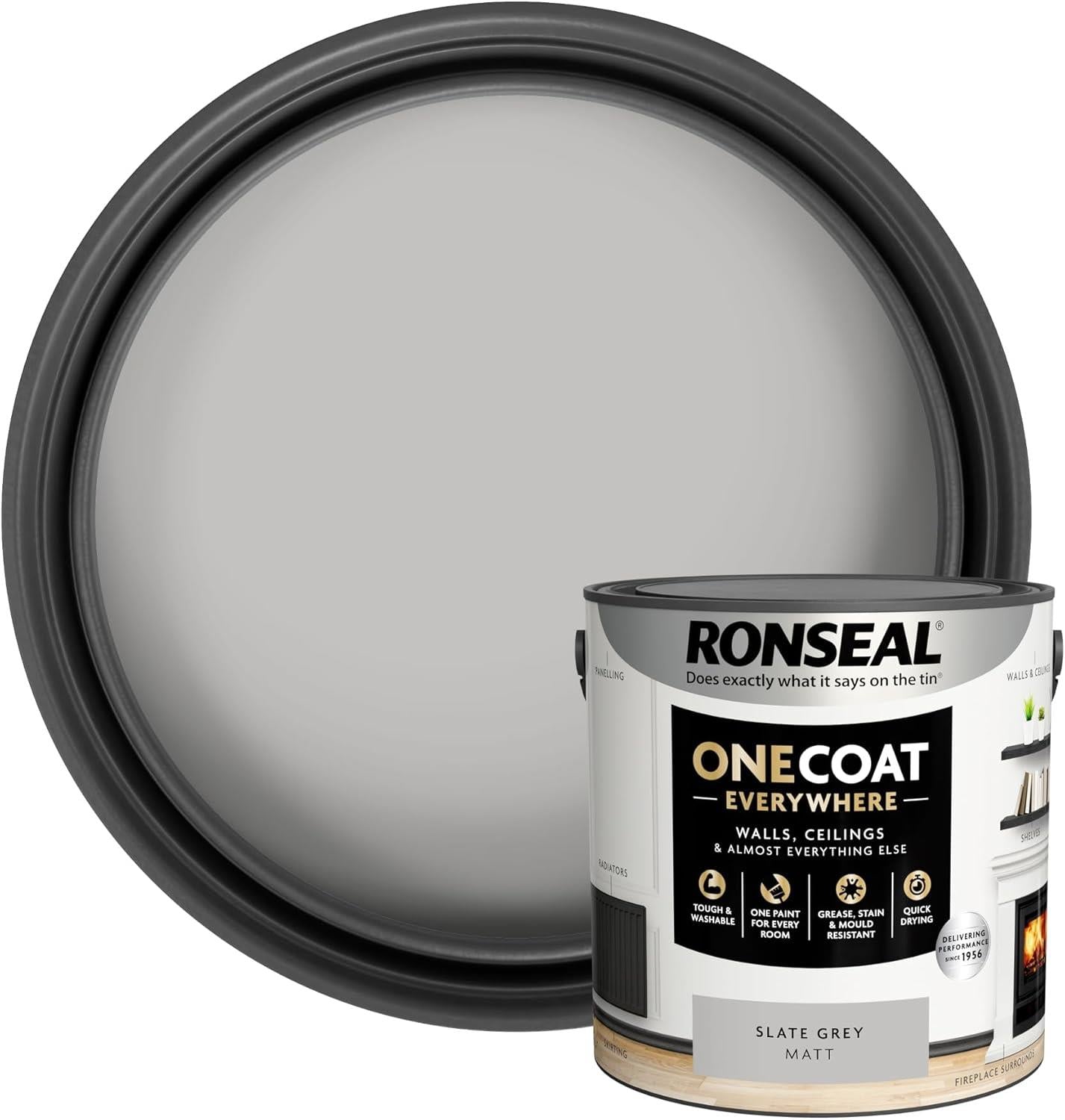 Ronseal One Coat Everywhere Quick Dry Matt Paint - All Colours - 2.5L