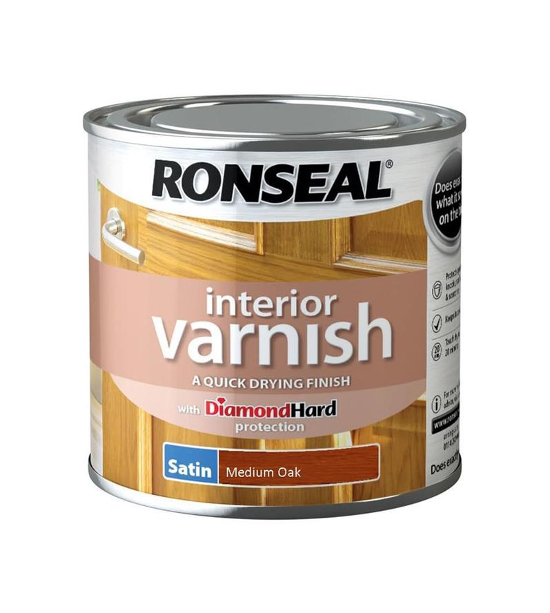 Ronseal Interior Varnish Medium Oak Satin 250ml