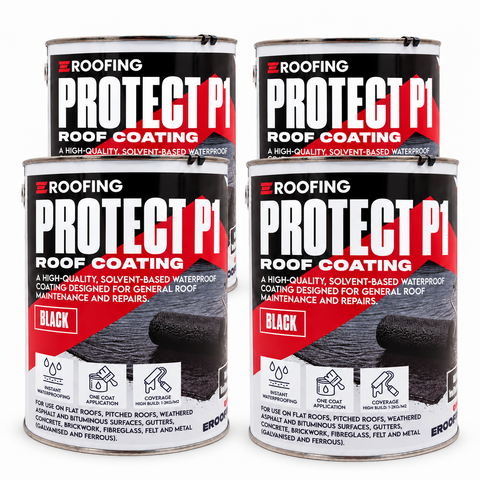 Protect P1 Black Roof Coating 20kg – Fibre Reinforced Waterproof Coating