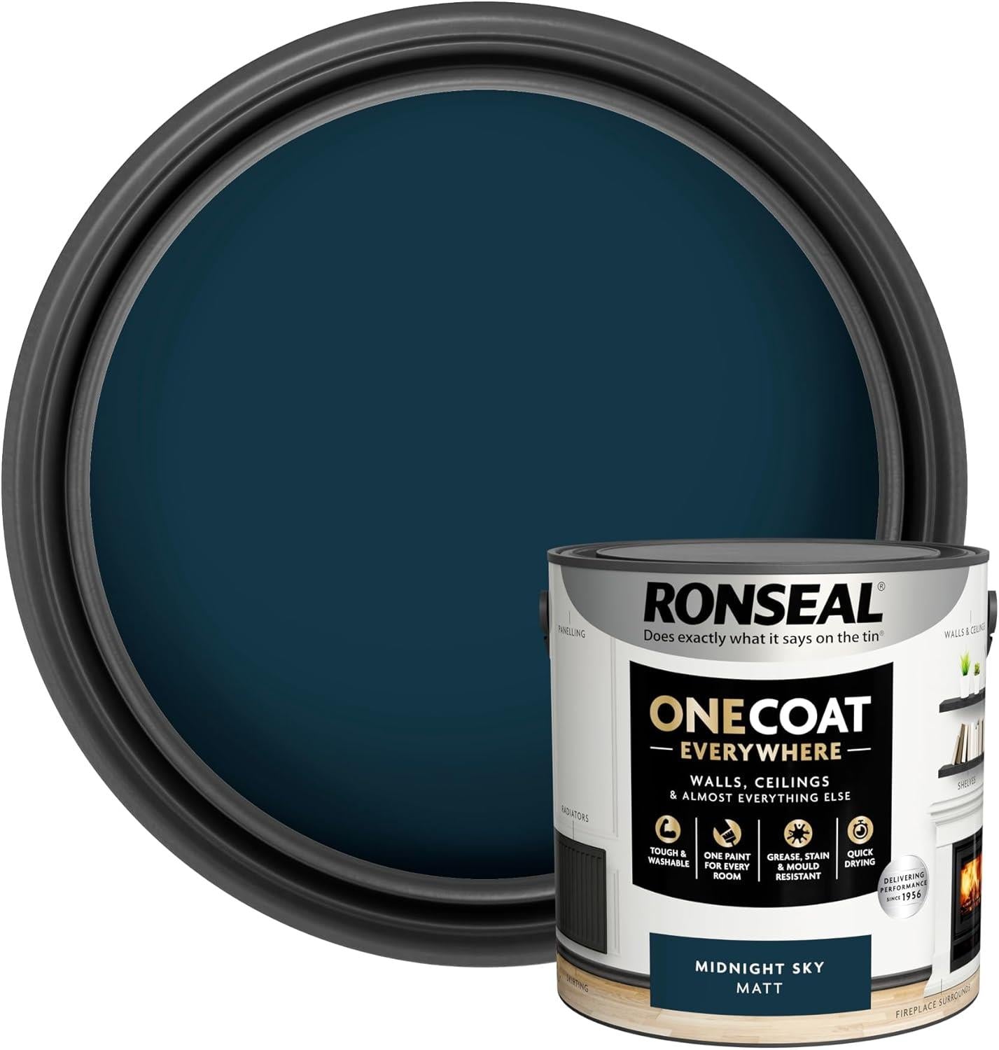 Ronseal One Coat Everywhere Quick Dry Matt Paint - All Colours - 2.5L